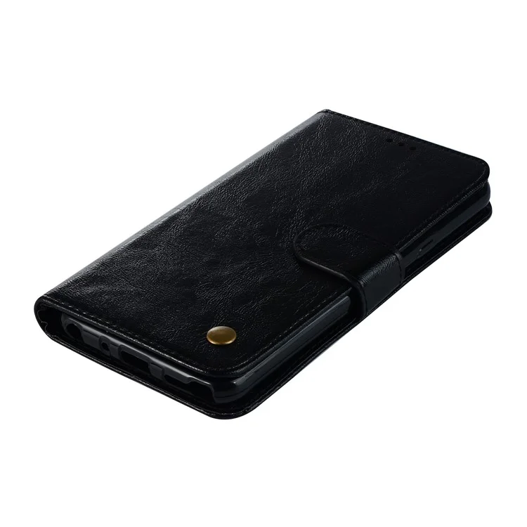 Premium Vintage PU Leather Stand Wallet Mobile Cover for LG Q Stylus - Black