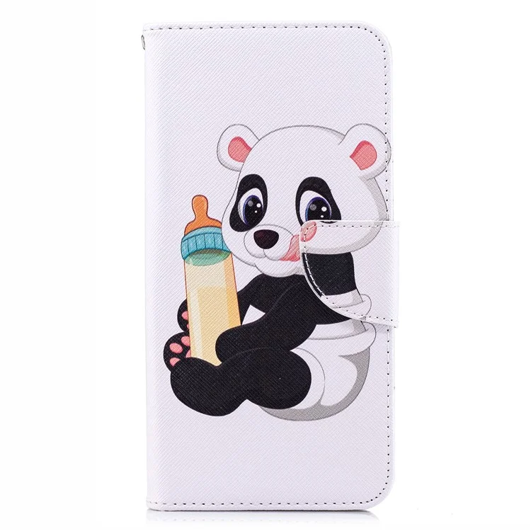 Panda Holding a Bottle - Pattern Printing Wallet Stand Leather Phone Cover for LG Q Stylus / Stylo 4