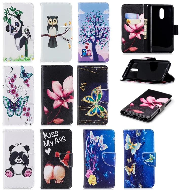 Pink Flower - For LG Q Stylus / Stylo 4 Pattern Printing Leather Wallet Stand Case Cover