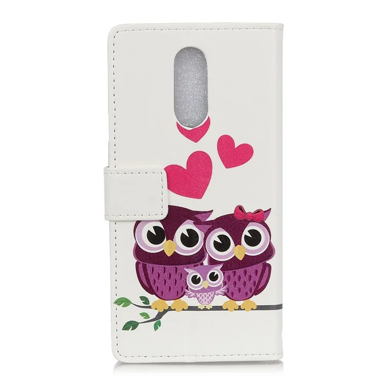 Sweet Owl Family - Pattern Printing Stand Magnetic Leather Wallet Mobile Case for LG Q Stylus