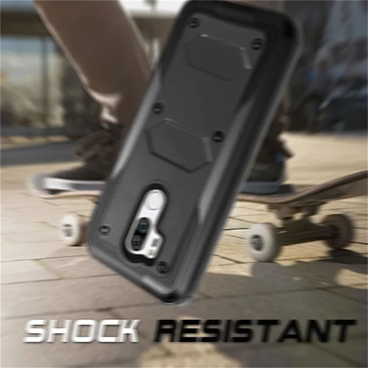 Black - Heavy Duty Kickstand Belt Clip PC + TPU Hybrid Case for LG G7 ThinQ