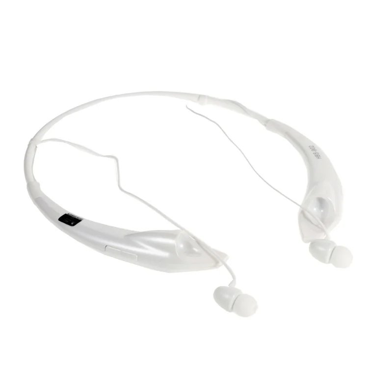 HBS-902 CSR4.0 Wireless Bluetooth Sports Headset Headphone Memory Flex Neck Strap with Magnetic EarBuds - White