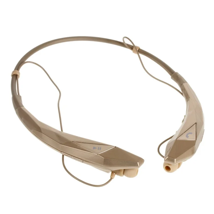 HBS-902 CSR4.0 Wireless Bluetooth Sports Headset Headphone Memory Flex Neck Strap with Magnetic EarBuds - Gold Color