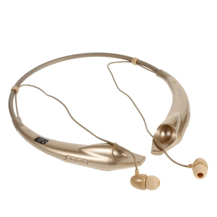HBS-902 CSR4.0 Wireless Bluetooth Sports Headset Headphone Memory Flex Neck Strap with Magnetic EarBuds - Gold Color