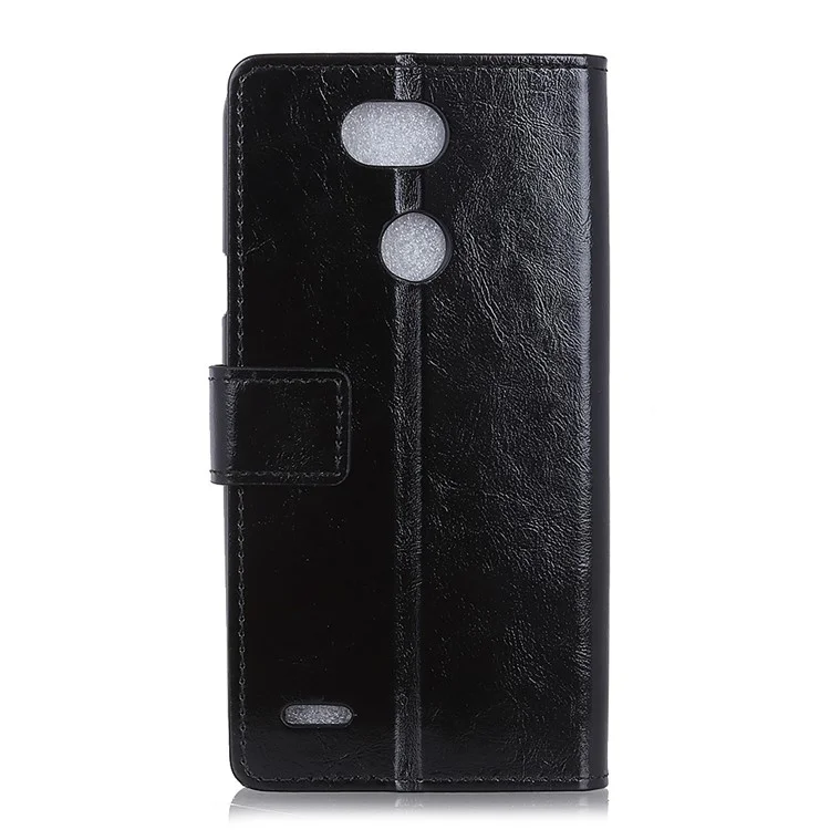 Crazy Horse Wallet Leather Stand Case for LG X Power 3 - Black