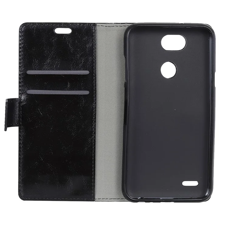 Crazy Horse Wallet Leather Stand Case for LG X Power 3 - Black