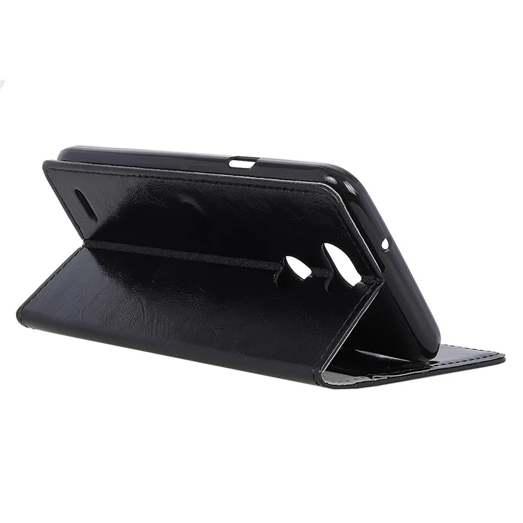 Crazy Horse Wallet Leather Stand Case for LG X Power 3 - Black