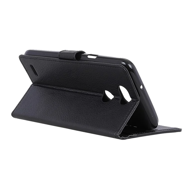 Litchi Skin Wallet Leather Stand Case for LG X Power 3 - Black
