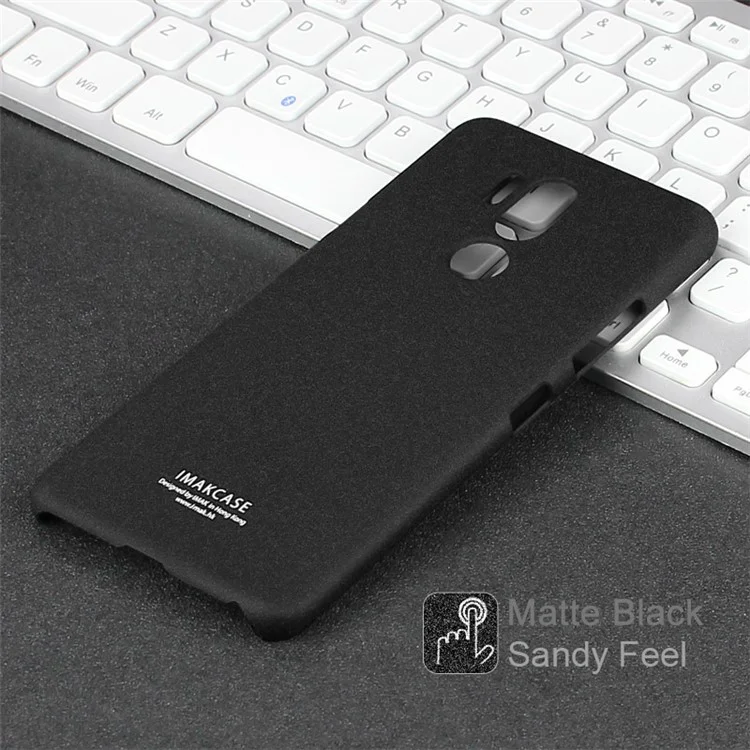 IMAK Ring Holder Kickstand Matte Hard Case + Screen Protector for LG G7 ThinQ / G7+ G710EM - Black