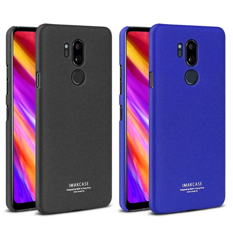 IMAK Ring Holder Kickstand Matte Hard Case + Screen Protector for LG G7 ThinQ / G7+ G710EM - Black