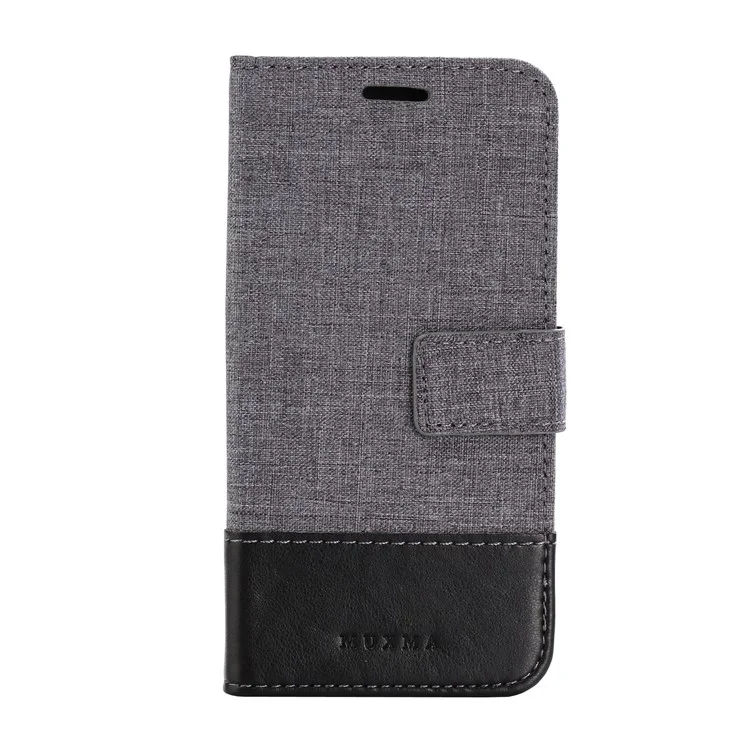 MUXMA PU Leather Splicing Canvas Phone Shell for LG Q6 Plus/Q6 M700N (EU Version) - Black