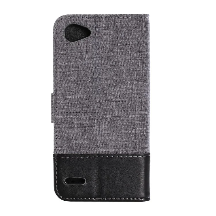 MUXMA PU Leather Splicing Canvas Phone Shell for LG Q6 Plus/Q6 M700N (EU Version) - Black