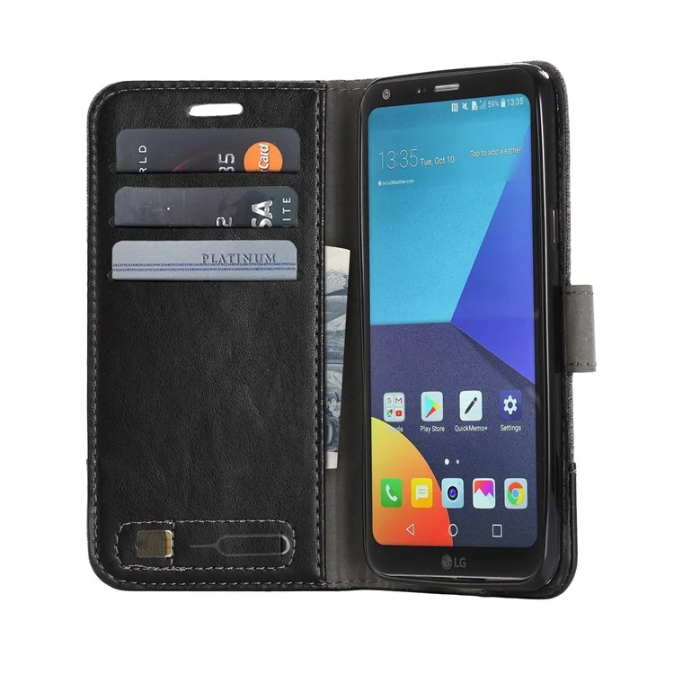 MUXMA PU Leather Splicing Canvas Phone Shell for LG Q6 Plus/Q6 M700N (EU Version) - Black