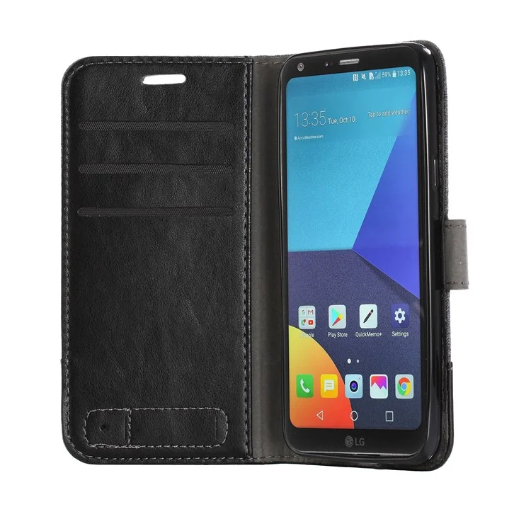 MUXMA PU Leather Splicing Canvas Phone Shell for LG Q6 Plus/Q6 M700N (EU Version) - Black