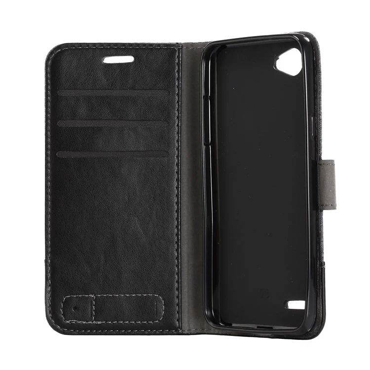 MUXMA PU Leather Splicing Canvas Phone Shell for LG Q6 Plus/Q6 M700N (EU Version) - Black