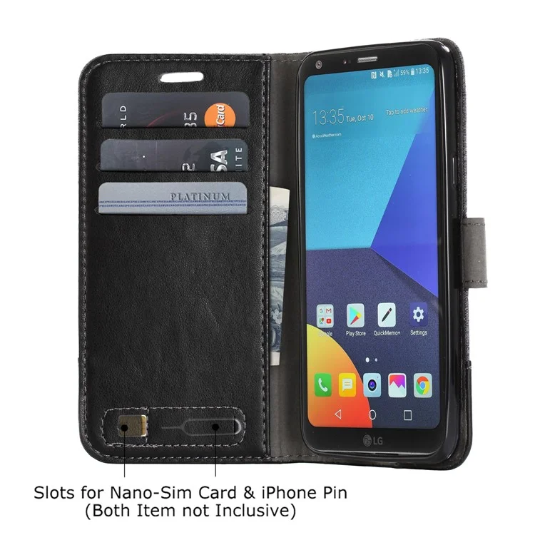 MUXMA PU Leather Splicing Canvas Phone Shell for LG Q6 Plus/Q6 M700N (EU Version) - Black