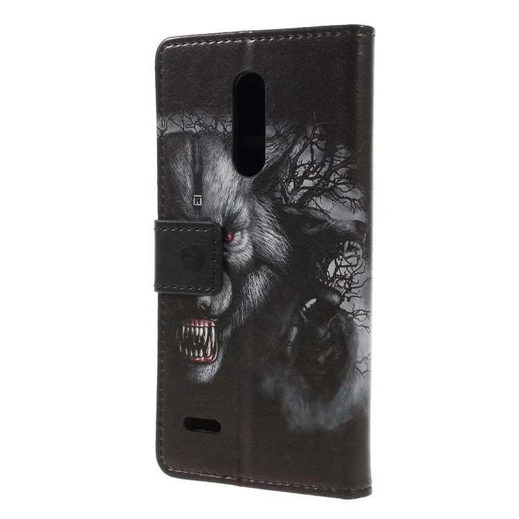 For LG K10 (2018) / LG K11 Pattern Printing Stand Leather Wallet Mobile Cover - Fierce Wolf