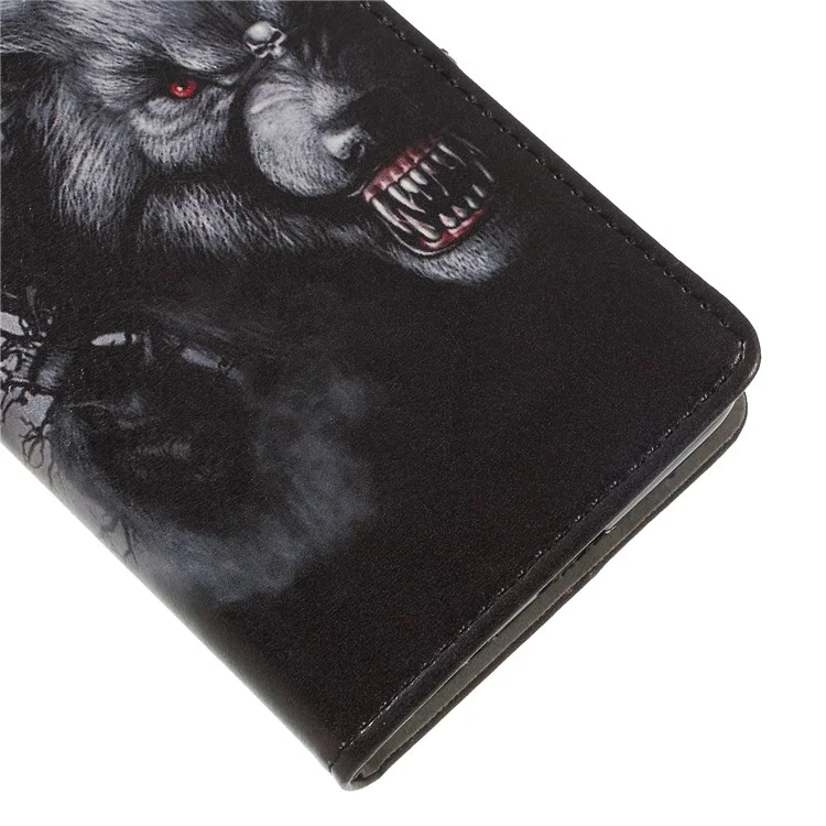 For LG K10 (2018) / LG K11 Pattern Printing Stand Leather Wallet Mobile Cover - Fierce Wolf
