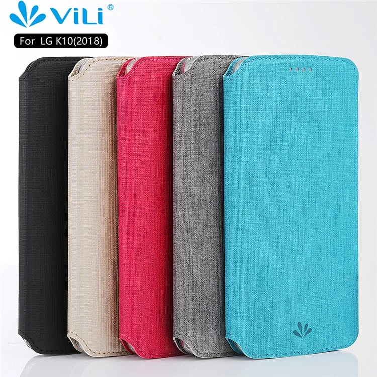 VILI DMX Cross Texture Card Holder Leather Stand Cover for LG K10 (2018)/LG K11 - Grey