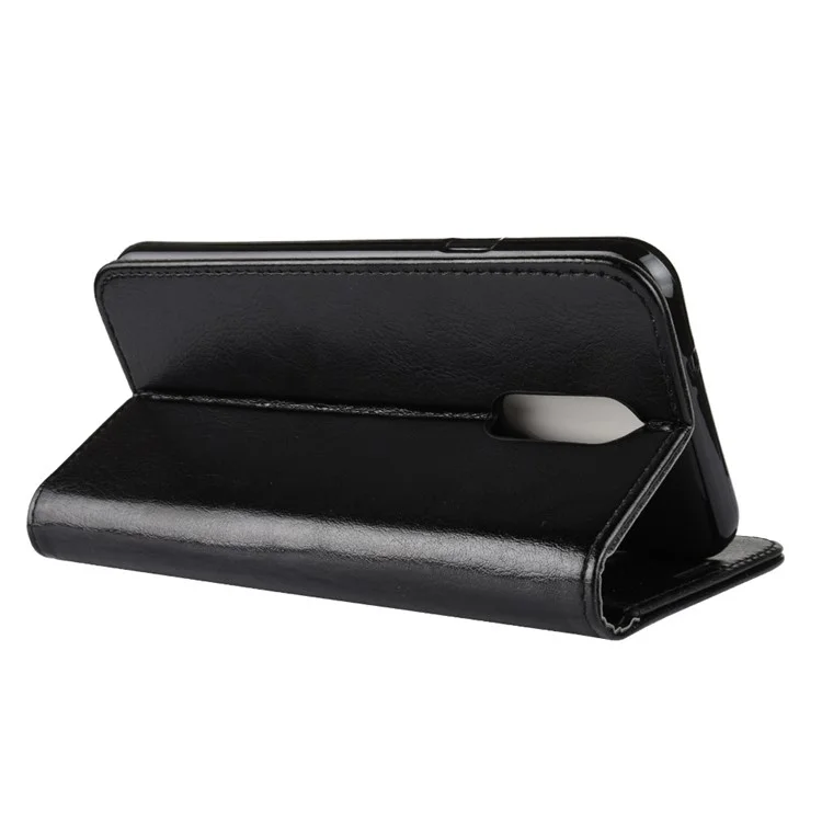 Crazy Horse Texture Wallet Stand Leather Mobile Phone Cover for LG Q7 - Black