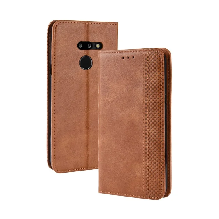 Vintage Style Leather Wallet Case for LG G8 ThinQ - Brown