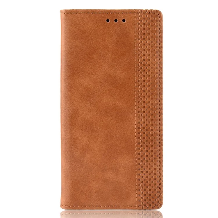 Étui Portefeuille En Cuir De Style Vintage Pour LG G8 Minceqq - Marron