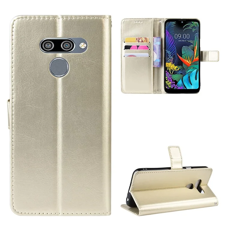 Casca de Couro de Cavalo Louco Para LG K50/Q60 - Ouro