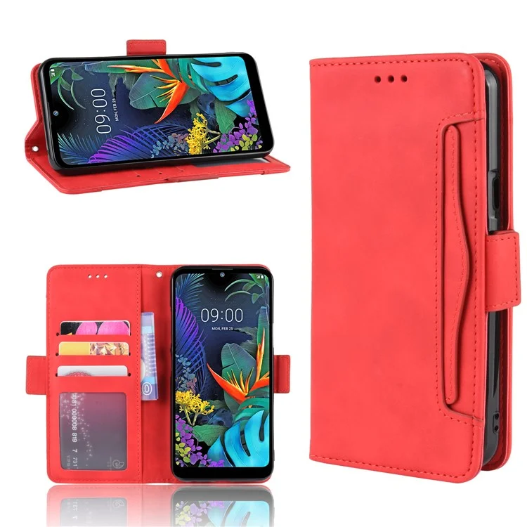 Wallet Leather Stand Case Cover with Multiple Card Slots for LG K50/Q60 - Red