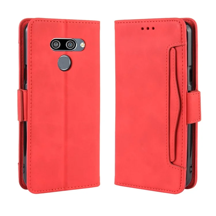 Wallet Leather Stand Case Cover with Multiple Card Slots for LG K50/Q60 - Red