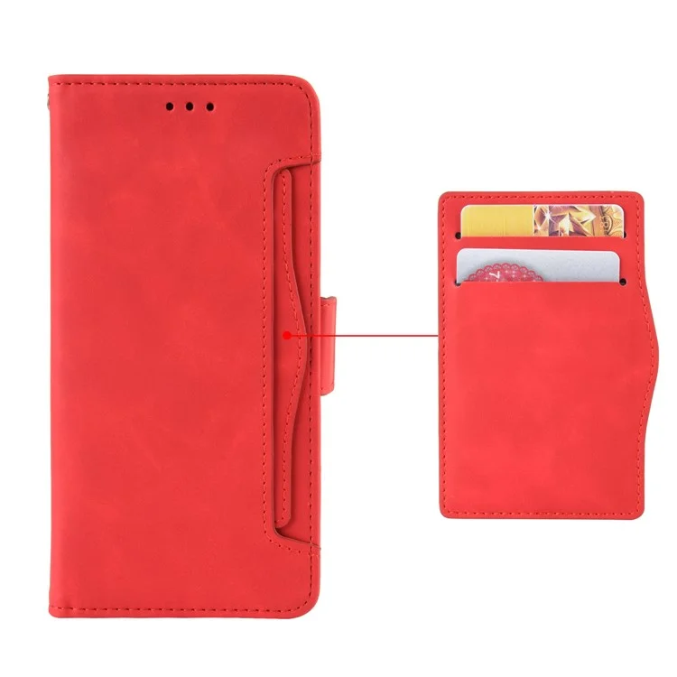 Wallet Leather Stand Case Cover with Multiple Card Slots for LG K50/Q60 - Red