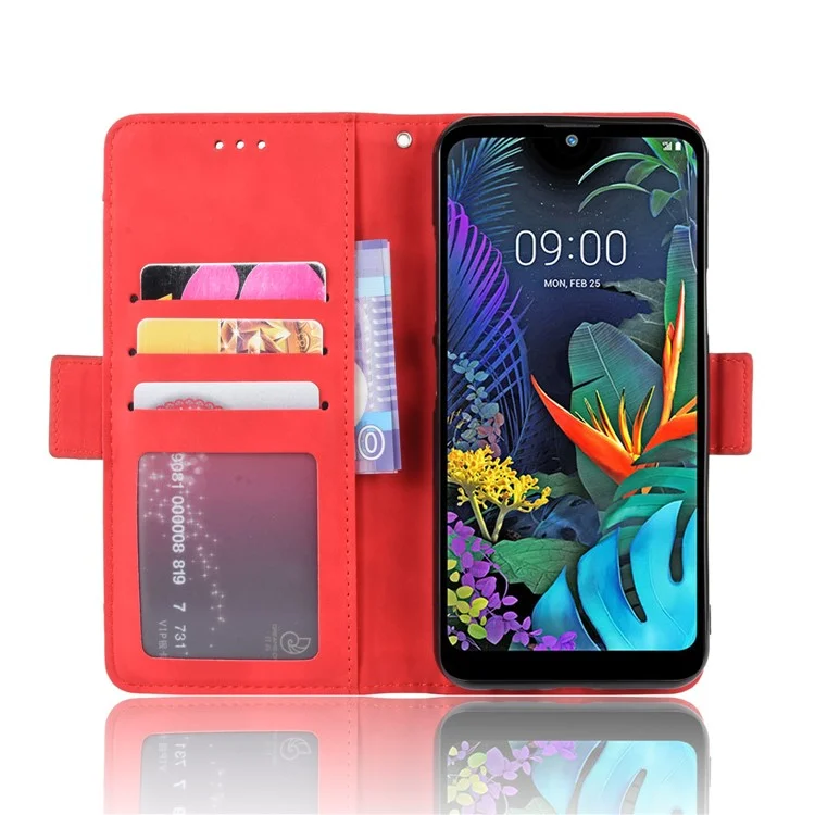 Cubierta de Estuche de Cuero de Billetera Con Múltiples Ranuras Para Tarjetas Para LG K50/Q60 - Rojo