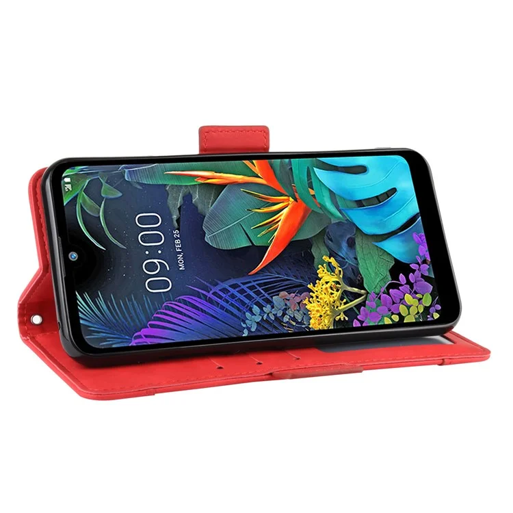 Cubierta de Estuche de Cuero de Billetera Con Múltiples Ranuras Para Tarjetas Para LG K50/Q60 - Rojo