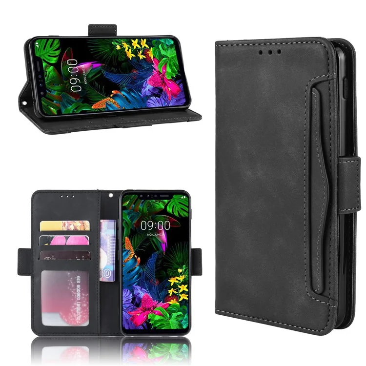 Leather Phone Shell Cover Casing with Card Slots for LG G8s ThinQ - Black