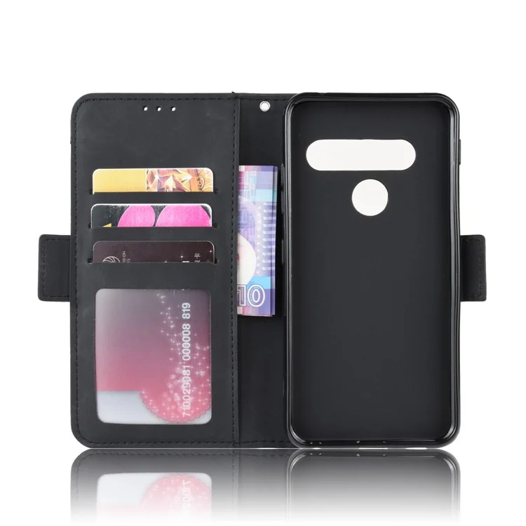 Leather Phone Shell Cover Casing with Card Slots for LG G8s ThinQ - Black