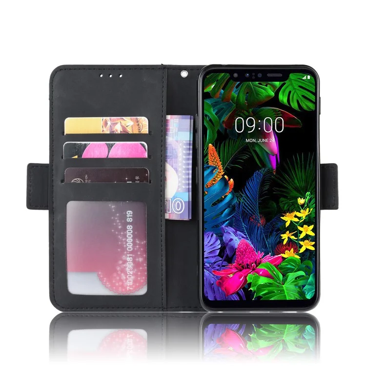 Leather Phone Shell Cover Casing with Card Slots for LG G8s ThinQ - Black