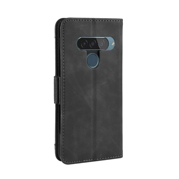 Coperchio di Conchiglia Per Telefono in Pelle Con Slot di Carta Per lg G8s Thinq - Nero