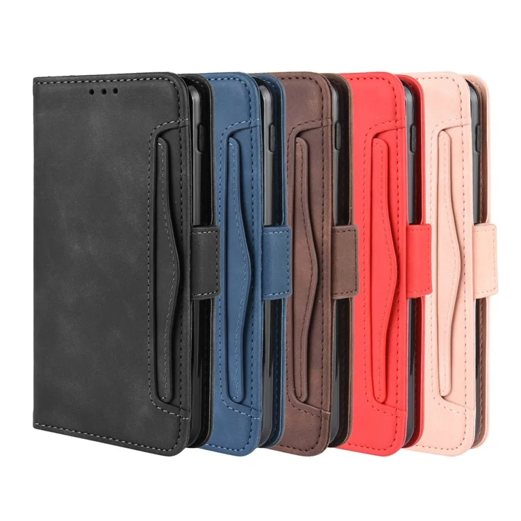 Leather Phone Shell Cover Casing with Card Slots for LG G8s ThinQ - Black