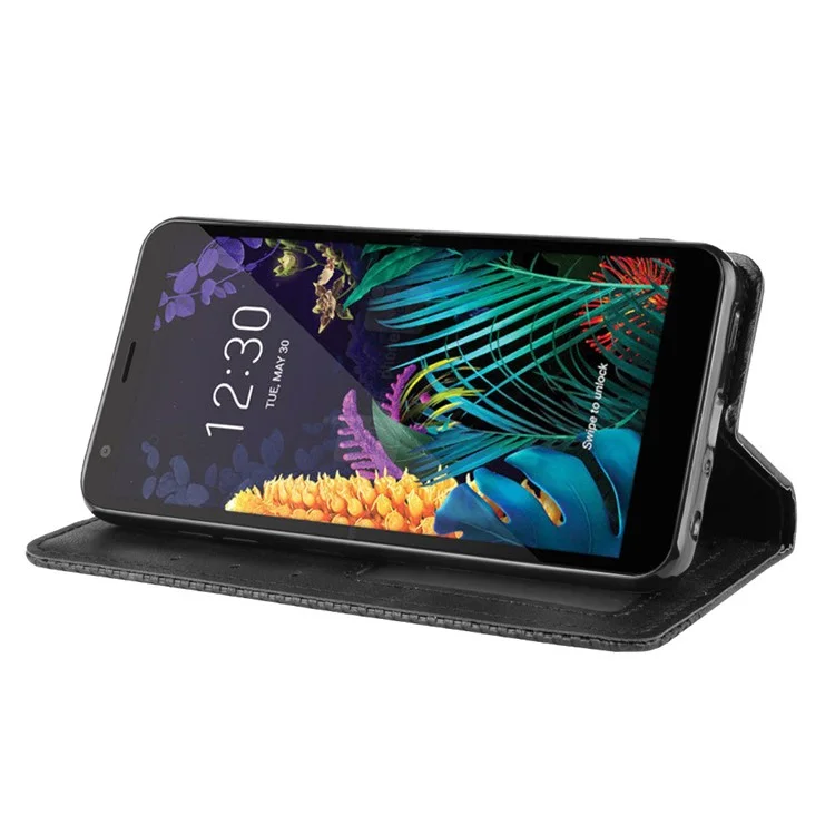 Retro Style Leather Wallet Phone Cover for LG K30 (2019)/X2 (2019) - Black