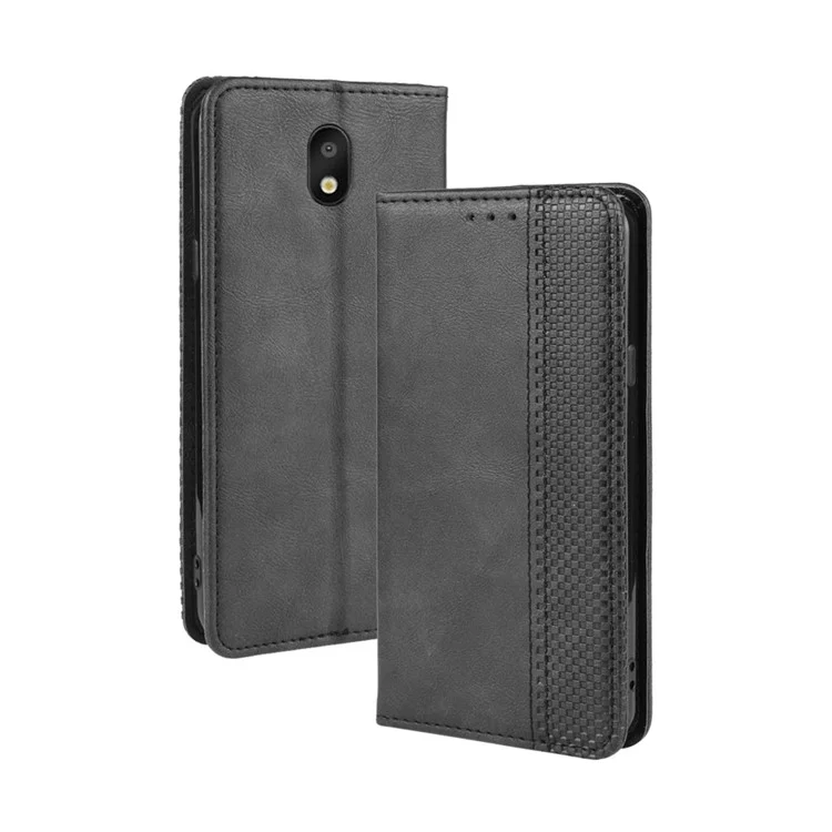 Retro Style Leather Wallet Phone Cover for LG K30 (2019)/X2 (2019) - Black