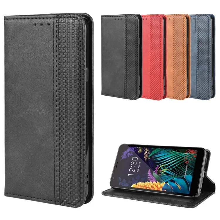 Couverture Téléphonique de Portefeuille en Cuir de Style Rétro Pour LG K30 (2019) / x2 (2019) - le Noir