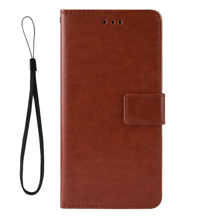 Crazy Horse Skin Leather Wallet Case Shell for LG K20 (2019) - Brown