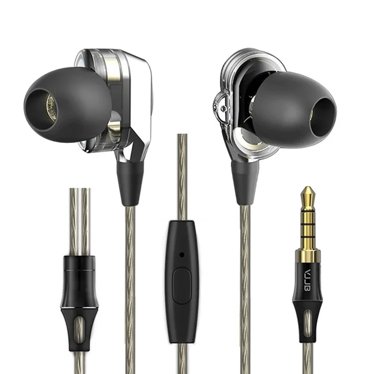 VJJB V1S Dual Moving Coil Driver In-ear Headphone with Microphone for iPhone iPad iPod