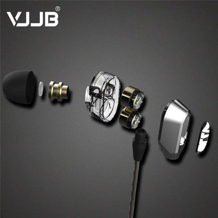 VJJB V1S Dual Moving Coil Driver In-ear Headphone with Microphone for iPhone iPad iPod