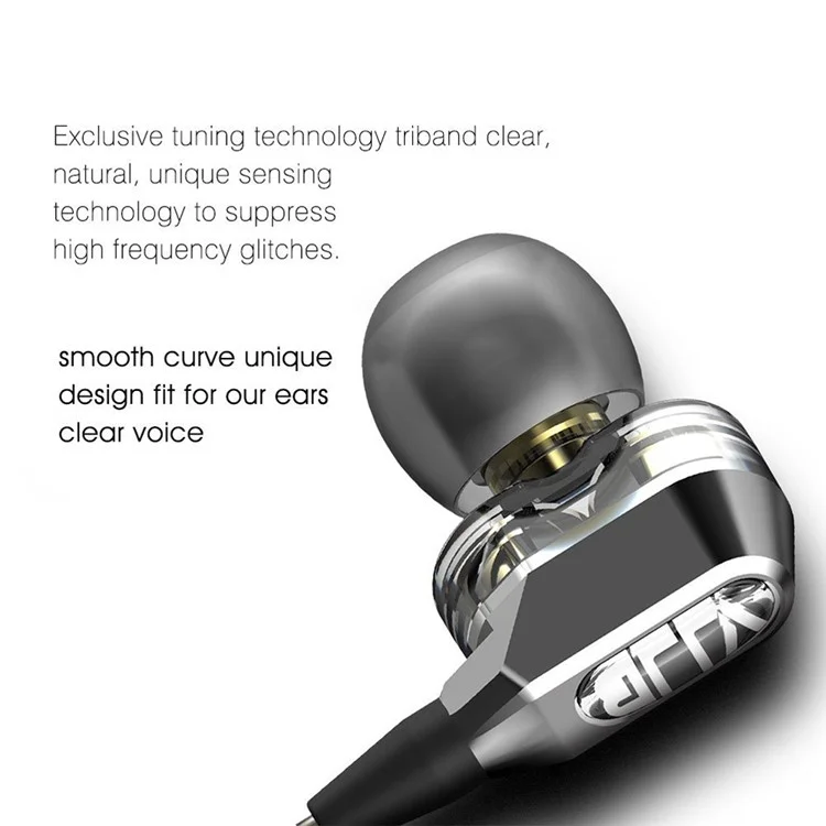 VJJB V1S Dual Moving Coil Driver In-ear Headphone with Microphone for iPhone iPad iPod
