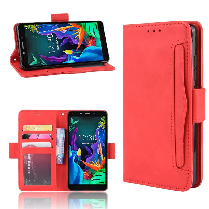 Wallet Leather Stand Phone Cover Case for LG K20 (2019) - Red