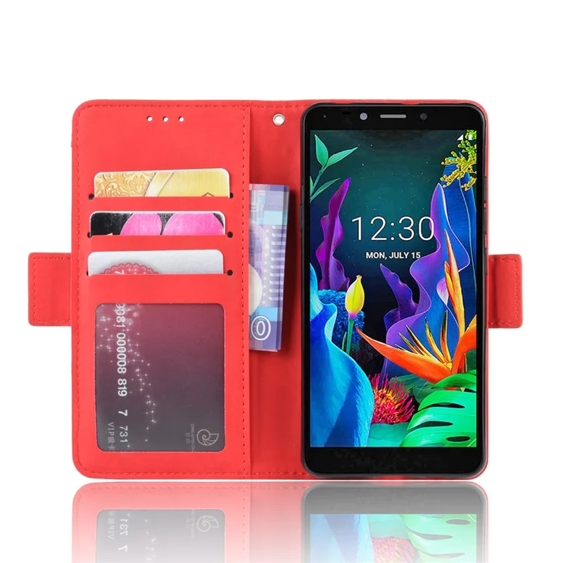Wallet Leather Stand Phone Cover Case for LG K20 (2019) - Red