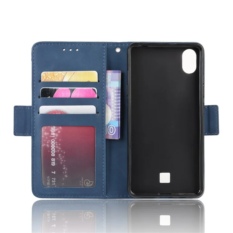 Custodia di Copertura Del Telefono in Pelle Wallet Per LG K20 (2019) - Blu