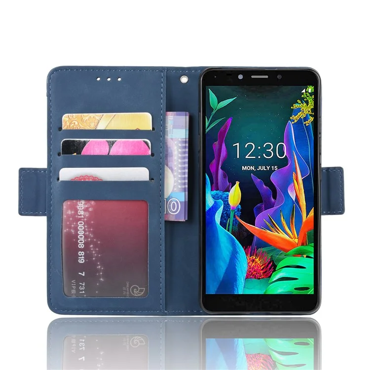 Funda de Cobertura Del Teléfono de Cuero de Cuero de Billetera Para LG K20 (2019) - Azul