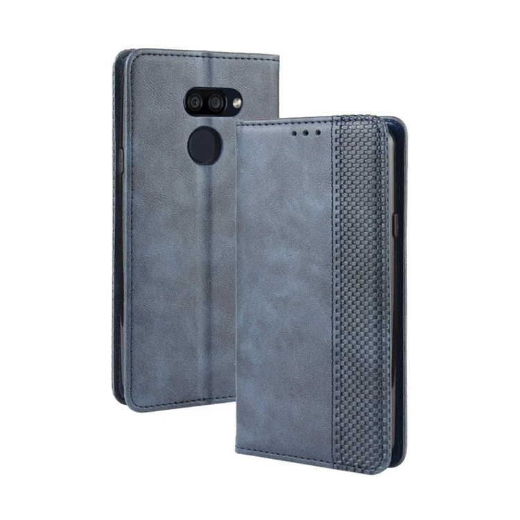 Vintage Style Ledergeldbörse Ständerfall für LG K40S - Blau