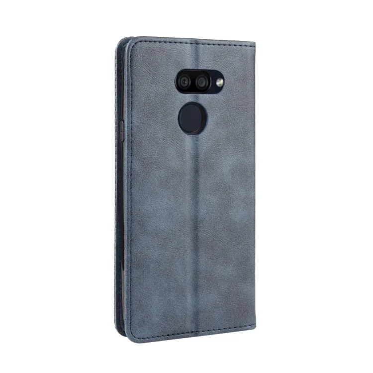 Vintage Style Ledergeldbörse Ständerfall für LG K40S - Blau